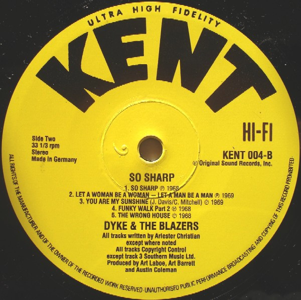 Dyke & The Blazers - So Sharp! | Kent Records (KENT 004) - 4