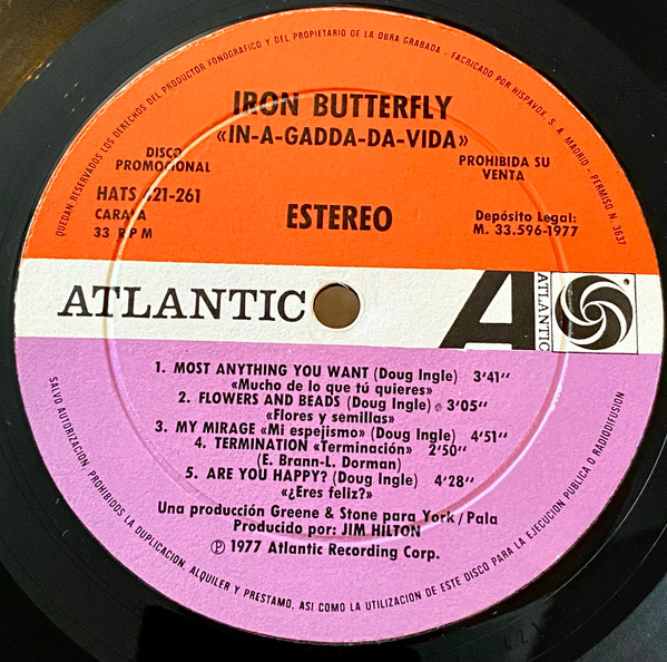 Iron Butterfly - In-A-Gadda-Da-Vida | Atlantic (HATS 421-261) - 3