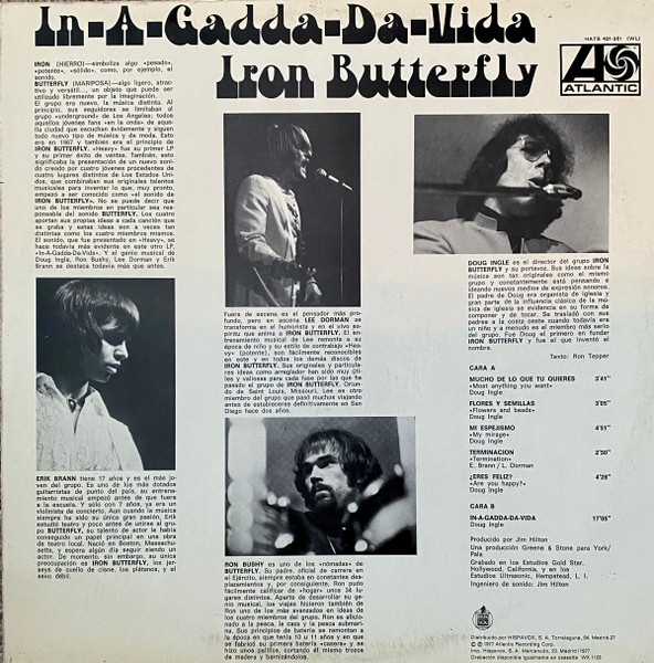 Iron Butterfly - In-A-Gadda-Da-Vida | Atlantic (HATS 421-261) - 2