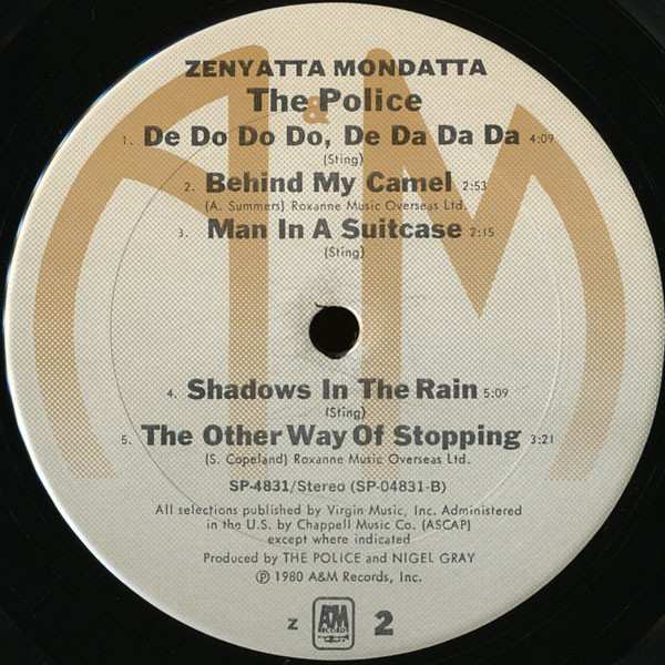 The Police - Zenyatta Mondatta | A&M Records (SP-4831) - 3 The Police - Zenyatta Mondatta | A&M Records (SP-4831) - 3