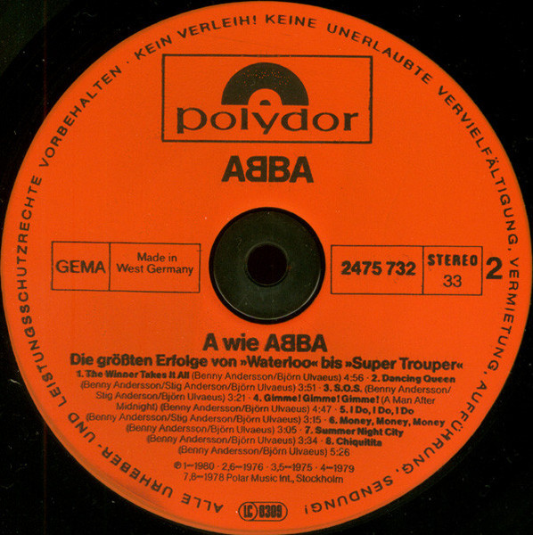 ABBA - A Wie ABBA (Die Grössten Erfolge Von »Waterloo« Bis »Super Trouper«) | Polydor (2475 732) - 4