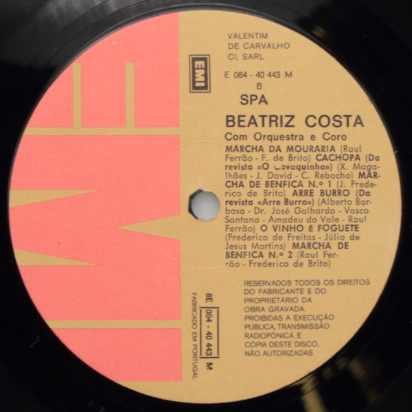 Beatriz Costa - Com Orquestra E Coro | EMI (8E 064 40443 M) - 4