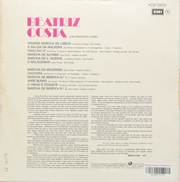 Beatriz Costa - Com Orquestra E Coro | EMI (8E 064 40443 M) - 2