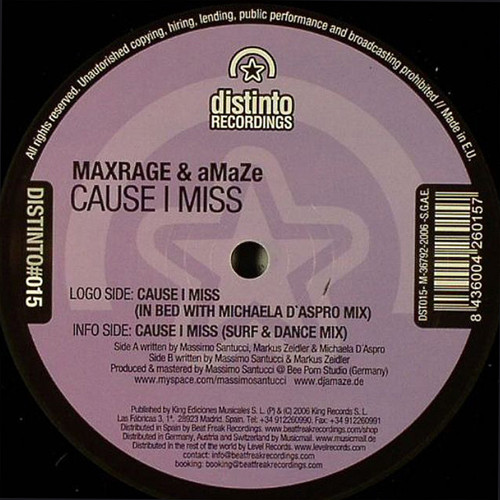 Maxrage & DJ aMaZe - Cause I Miss | Distinto Recordings (DST015) - main