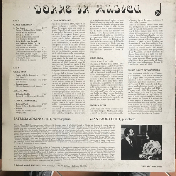 Gian Paolo Chiti , Patricia Adkins Chiti - Donne In Musica | Edizioni Musicali Edi-Pan (PAN NRC 5016) - 2