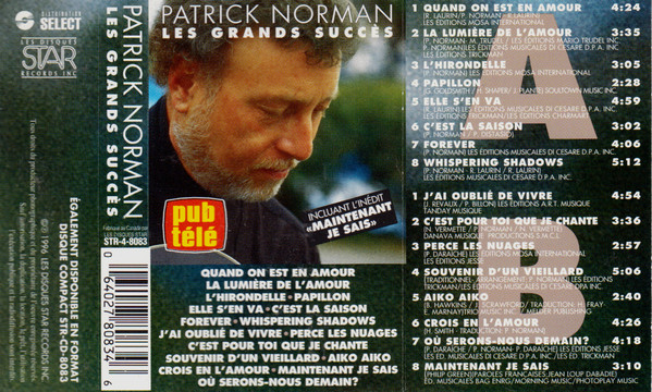 Patrick Norman - Les Grands Succès [Cassette] | Les Disques Star Records (STR-4-8083) - 2