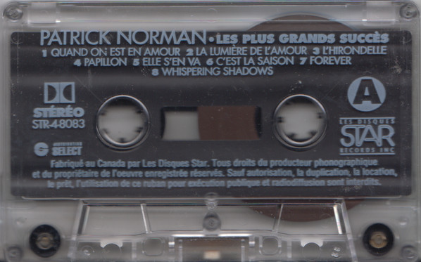 Patrick Norman - Les Grands Succès [Cassette] | Les Disques Star Records (STR-4-8083) - 3