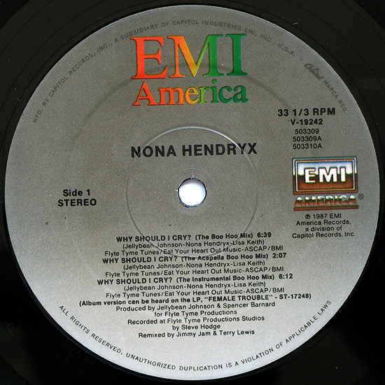 Nona Hendryx - Why Should I Cry? (Boo-Hoo Mix) | EMI America (V-19242) - 3