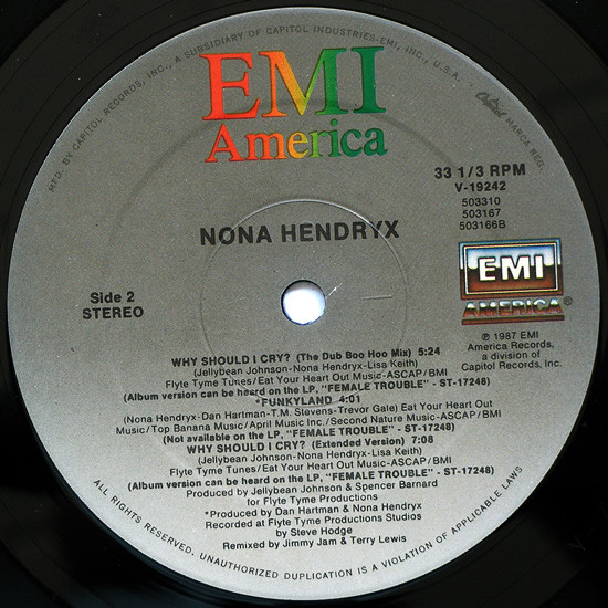 Nona Hendryx - Why Should I Cry? (Boo-Hoo Mix) | EMI America (V-19242) - 4