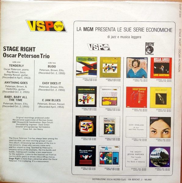 The Oscar Peterson Trio - Stage Right | VSP (SVSP 57.004) - 2