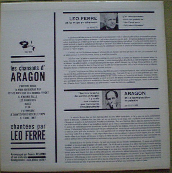 Léo Ferré - Les Chansons D'Aragon Chantées Par Léo Ferré | Barclay (CBLP 2010) - 2