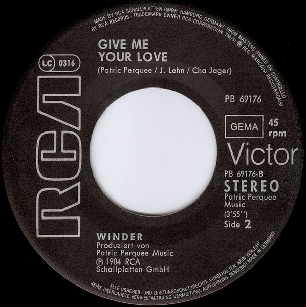 Winder - Run For Love | RCA Victor (PB 69176) - 3