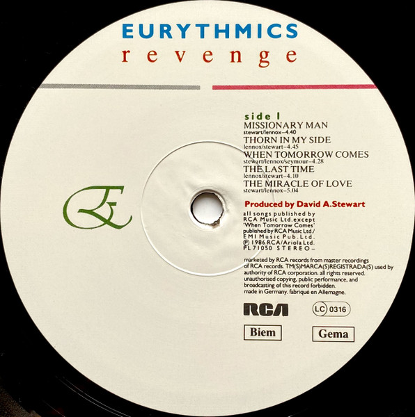 Eurythmics - Revenge | RCA (PL 71050) - 3 Eurythmics - Revenge | RCA (PL 71050) - 3