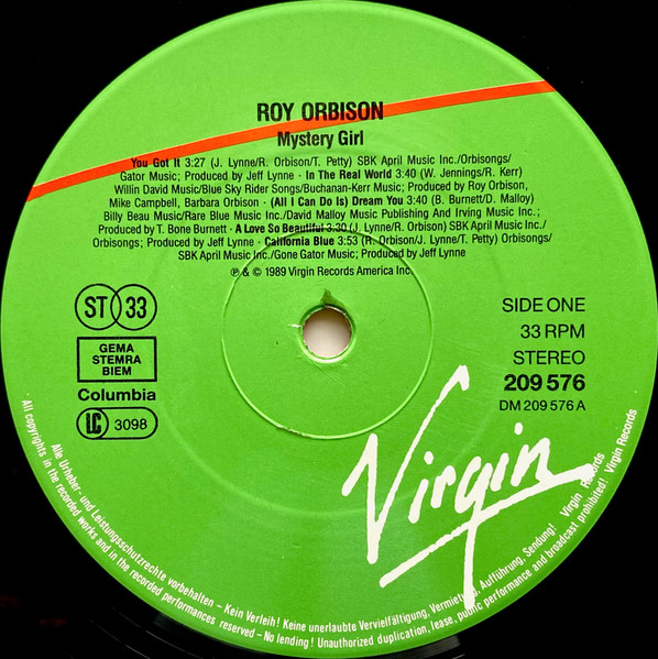 Roy Orbison - Mystery Girl | Virgin (V 2576) - 3
