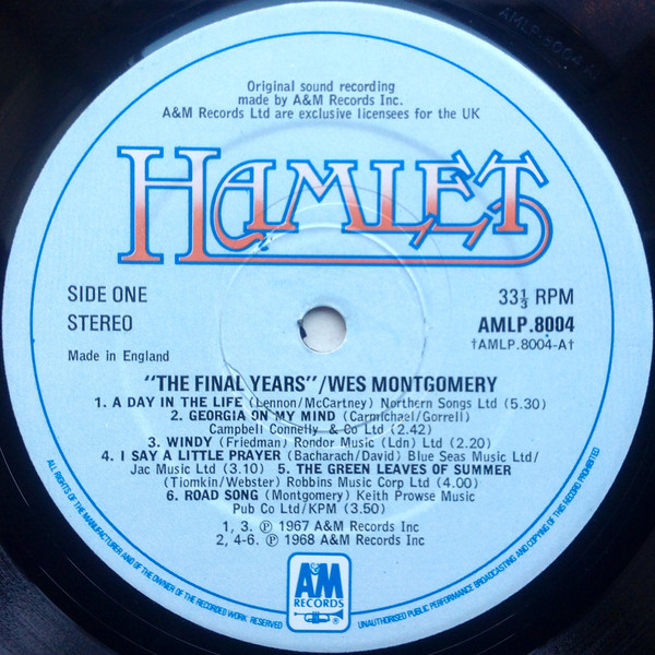Wes Montgomery - The Final Years | Hamlet (AMLP 8004) - 3 Wes Montgomery - The Final Years | Hamlet (AMLP 8004) - 3