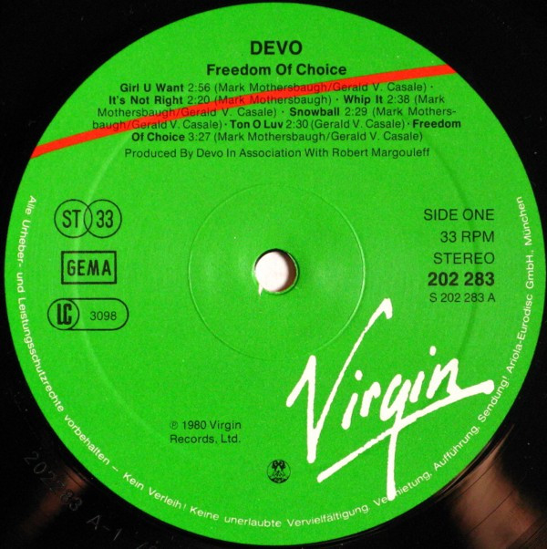 Devo - Freedom Of Choice | Virgin (202 283) - 6