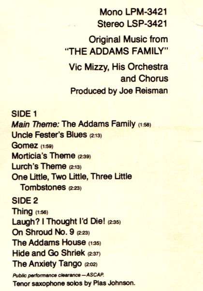 Vic Mizzy - Original Music From The Addams Family | RCA Special Products (LSP-3421) - 3 Vic Mizzy - Original Music From The Addams Family | RCA Special Products (LSP-3421) - 3