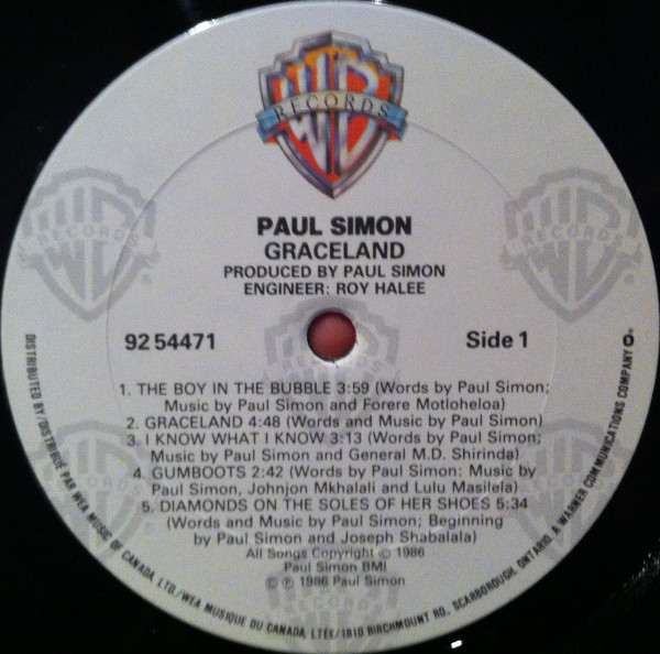 Paul Simon - Graceland | Warner Bros. Records (92 54471) - 2