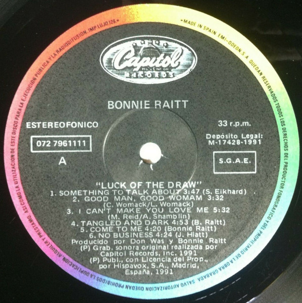 Bonnie Raitt - Luck Of The Draw | Capitol Records (072 79 6111 1) - 3 Bonnie Raitt - Luck Of The Draw | Capitol Records (072 79 6111 1) - 3