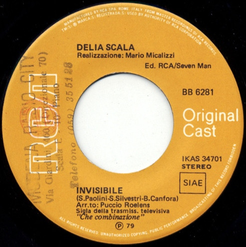 Delia Scala - Che Combinazione / Invisibile | RCA (BB 6281) - 4 Delia Scala - Che Combinazione / Invisibile | RCA (BB 6281) - 4