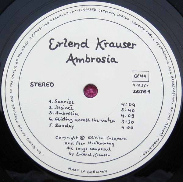 Erlend Krauser - Ambrosia | Not On Label (Erlend Krauser Self-released) (410 251) - 3