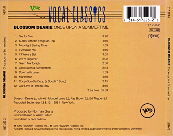 Blossom Dearie - Once Upon A Summertime | Verve Records (517 223-2) - 2