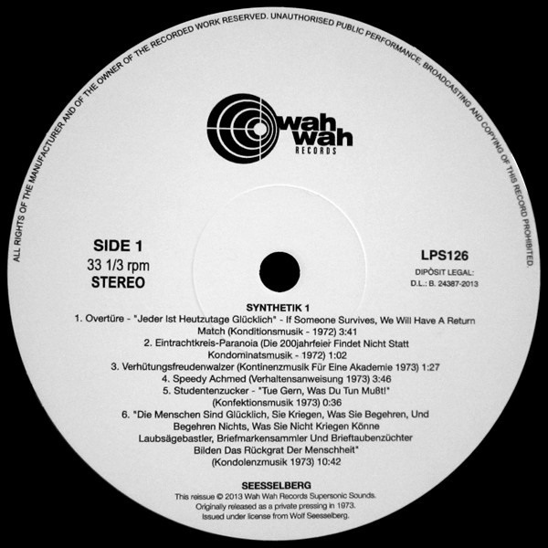 Seesselberg - Synthetik 1 | Wah Wah Records (LPS126) - 3