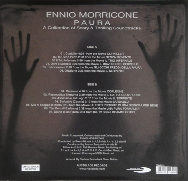 Ennio Morricone - Paura - A Collection Of Scary & Thrilling Soundtracks | Rustblade (RBLLP013) - 2