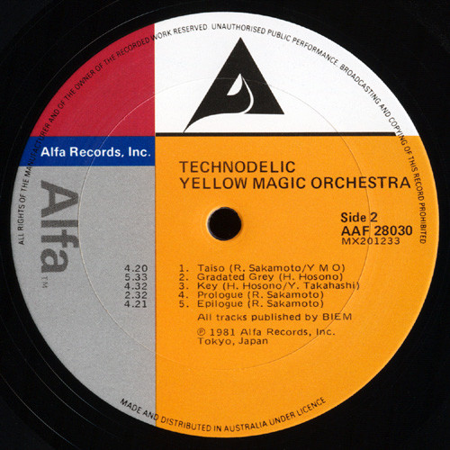 Yellow Magic Orchestra - Technodelic | Alfa (AAF 28030) - 3 Yellow Magic Orchestra - Technodelic | Alfa (AAF 28030) - 3