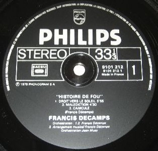 Francis Decamps - Histoire De Fou | Philips (9101 212)