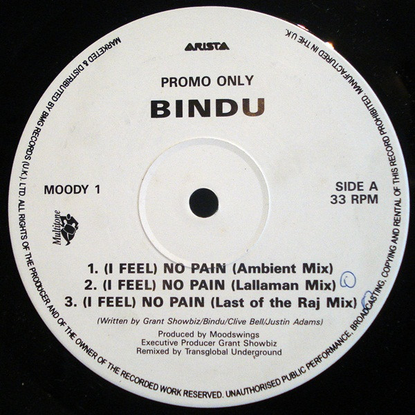 Bindu - (I Feel) No Pain | Arista (MOODY 1)