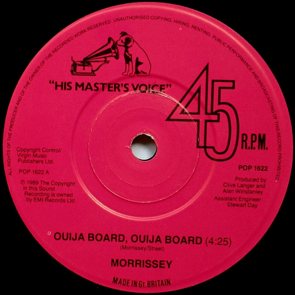 Morrissey - Ouija Board, Ouija Board | His Master's Voice (POP 1622) - 3