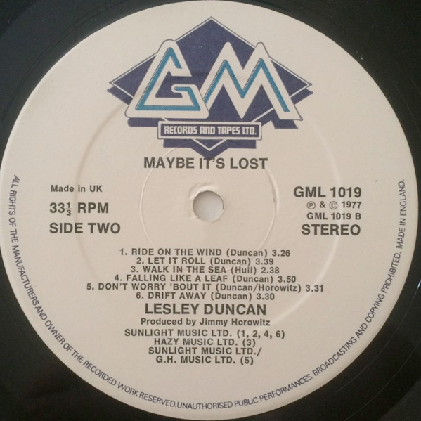 Lesley Duncan - Maybe It's Lost | GM Records And Tapes Ltd. (GML 1019) - 4 Lesley Duncan - Maybe It's Lost | GM Records And Tapes Ltd. (GML 1019) - 4