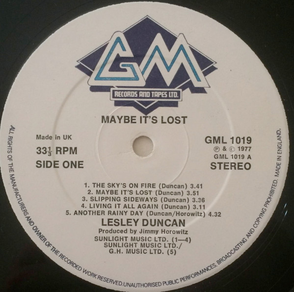 Lesley Duncan - Maybe It's Lost | GM Records And Tapes Ltd. (GML 1019) - 3 Lesley Duncan - Maybe It's Lost | GM Records And Tapes Ltd. (GML 1019) - 3