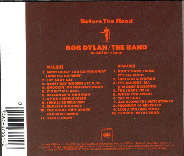 Bob Dylan / The Band - Before The Flood (2CD) [CD] | Columbia (C2K 37661) - 2