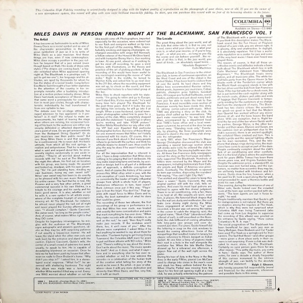 Miles Davis - In Person, Friday Night At The Blackhawk, San Francisco, Volume I | Columbia (CL-1669) - 2 Miles Davis - In Person, Friday Night At The Blackhawk, San Francisco, Volume I | Columbia (CL-1669) - 2