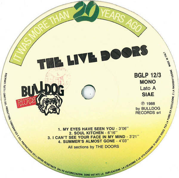 The Doors - The Live Doors - U.S.A March 1967 | Bulldog Records (BG 0123) - 3