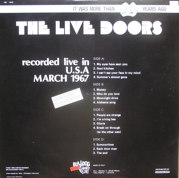 The Doors - The Live Doors - U.S.A March 1967 | Bulldog Records (BG 0123) - 2