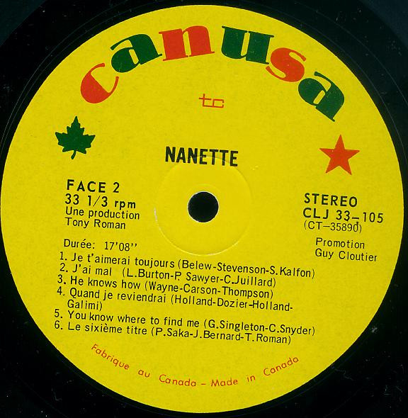 Nanette Workman - Je Me Rétracte [Vinyl] | Canusa (CLJ 33-105) - 2