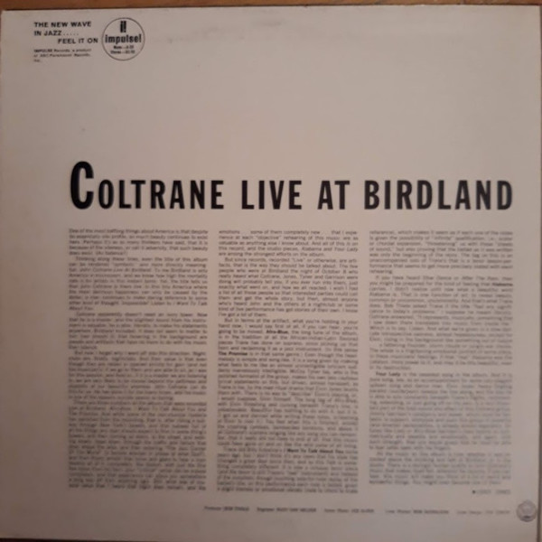 John Coltrane - Live At Birdland | Impulse! (AS-50) - 2