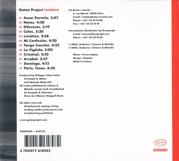 Gotan Project - Lunático | ¡Ya Basta! (YAB023CD) - 3 Gotan Project - Lunático | ¡Ya Basta! (YAB023CD) - 3