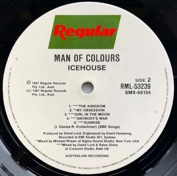Icehouse - Man Of Colours | Regular Records (RML 53239) - 3