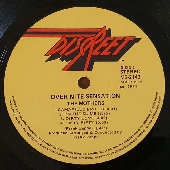 Frank Zappa And The Mothers - Over-Nite Sensation | Discreet (MS 2149) - 4 Frank Zappa And The Mothers - Over-Nite Sensation | Discreet (MS 2149) - 4