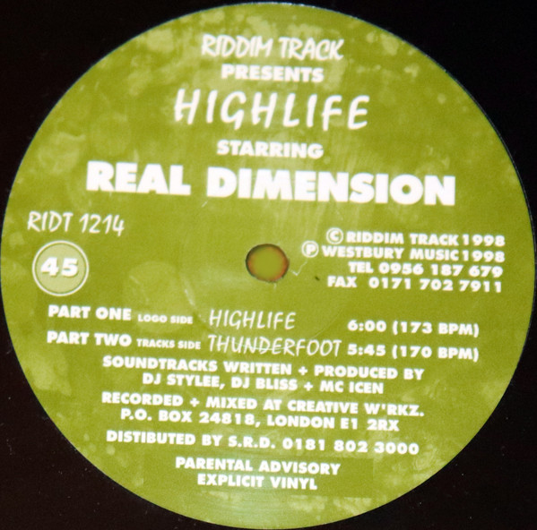 Real Dimensions - Highlife / Thunderfoot | Riddim Track Records (RIDT 1214)