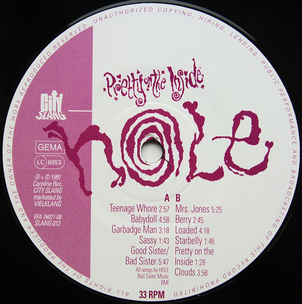 Hole - Pretty On The Inside LP | City Slang (SLANG 012) - 4 Hole - Pretty On The Inside LP | City Slang (SLANG 012) - 4