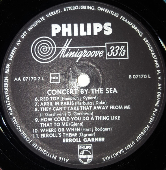 Erroll Garner - Concert By The Sea | Philips (B 07170 L) - 4 Erroll Garner - Concert By The Sea | Philips (B 07170 L) - 4