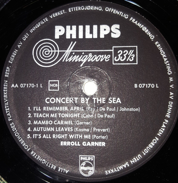 Erroll Garner - Concert By The Sea | Philips (B 07170 L) - 3 Erroll Garner - Concert By The Sea | Philips (B 07170 L) - 3