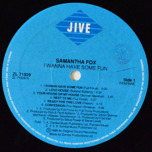 Samantha Fox - I Wanna Have Some Fun | Jive (ZL 71929) - 3