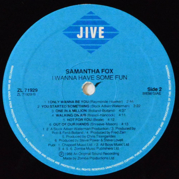Samantha Fox - I Wanna Have Some Fun | Jive (ZL 71929) - 4