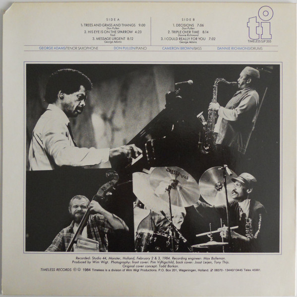 George Adams - Don Pullen Quartet - Decisions | Timeless (SJP 205) - 2 George Adams - Don Pullen Quartet - Decisions | Timeless (SJP 205) - 2